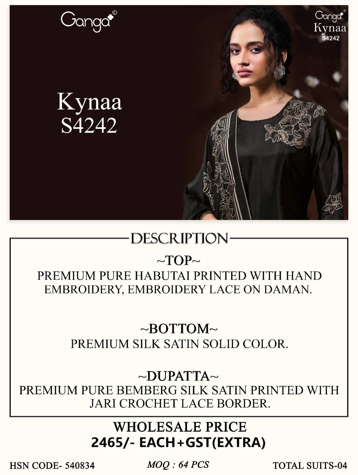 KYNAA 4242 Series By GANGA FASHION Stylish Beautiful Colourful PURE SILK Dresses At Wholesale Price